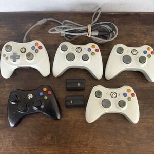 Lot of 5 Xbox 360 Controllers UNTESTED For Parts or Repair Wired Wireless